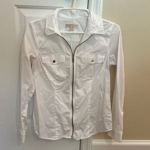 Michael Kors White Zip Collar Shirt